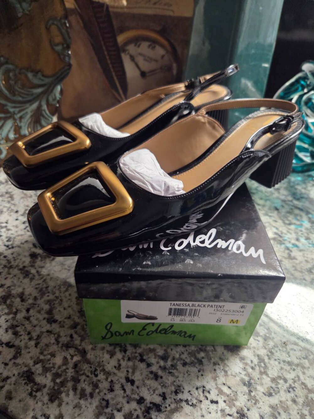Sam Edelman “Tanesha” Black Patent Slingbacks (Size 8M) - Picture 7 of 8